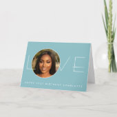 Happy Birthday 7 Photo Collage Love Elegant Blue カード (正面)