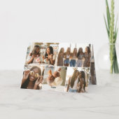 Happy Birthday 7 Photo Collage Love Elegant Blue カード (裏面)