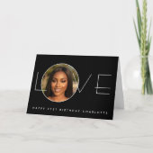 Happy Birthday 7 Photo Love Elegant Black カード (正面)