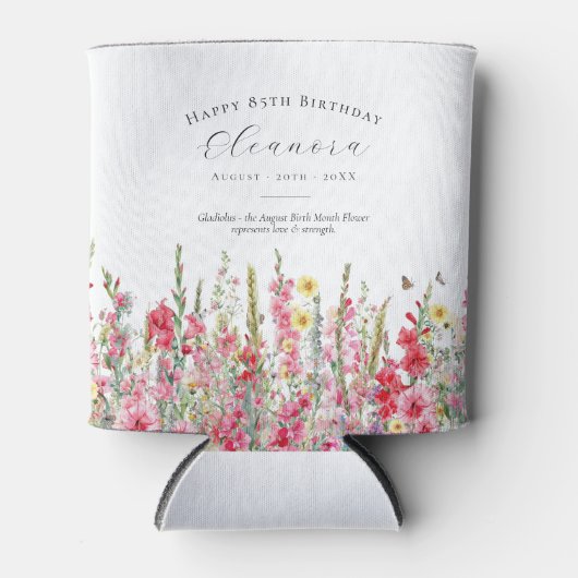 Happy Birthday 85th August Birth Flower Custom 缶クーラー (正面)