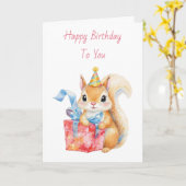 Happy Birthday | Adorable  Squirrel Card カード (黄色い花)