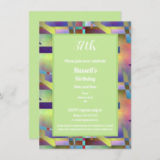 Happy Birthday Adult Any Age Abstract Pattern 招待状 (正面/裏面)