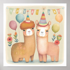 Happy Birthday Alpacas ポスター