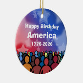 Happy Birthday America 1776 to 2026 セラミックオーナメント (右)