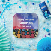 Happy Birthday America 1776 to 2026 ペーパープレート (パーティー)