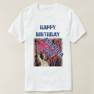 Happy Birthday America 250 Stars Stripes Blue  Tシャツ