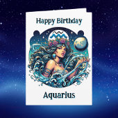 Happy Birthday Aquarius } Inside Coloring Page カード