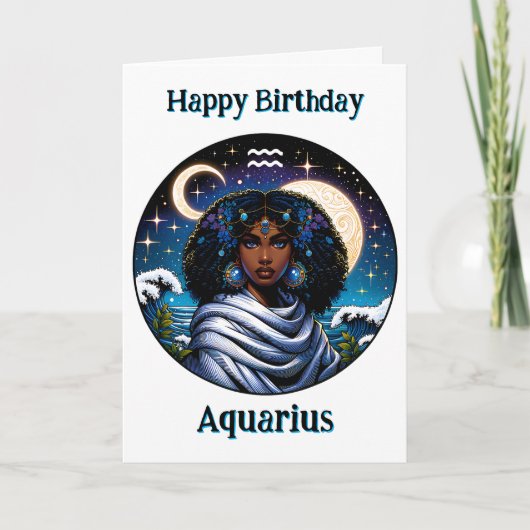 Happy Birthday Aquarius |  Inside Coloring Page カード (正面)