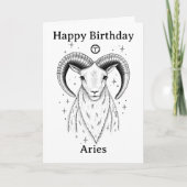 Happy Birthday Aries Ram Hand-drawn カード (正面)