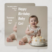 Happy Birthday Baby Girl - ダウンロード可能 招待状 (正面/裏面)