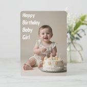 Happy Birthday Baby Girl - ダウンロード可能 招待状 (スタンド正面)