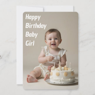 Happy Birthday Baby Girl - ダウンロード可能 招待状
