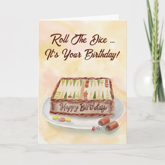 Happy Birthday Backgammon Chocolate Cake カード (正面)