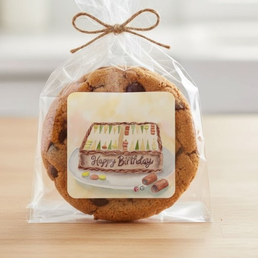 Happy Birthday Backgammon Chocolate Cake スクエアシール