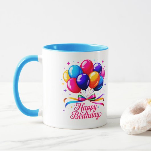 Happy Birthday Balloon マグカップ (ドーナツ)