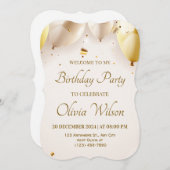 Happy Birthday Balloon Invite – Bright & Cheerful 招待状 (正面/裏面)