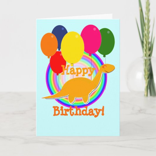 Happy Birthday Balloons Dinosaur Card カード (正面)