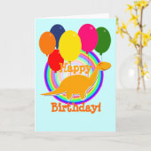 Happy Birthday Balloons Dinosaur Card カード (黄色い花)