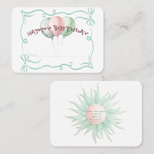 HAPPY BIRTHDAY Balloons Florist Gift Card 名刺 (正面/裏面)