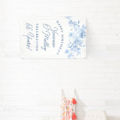 Happy Birthday Banner 55th Blue Floral Template 横断幕 (インサイチュ)