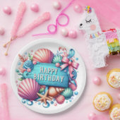 Happy Birthday Beach Tropical Theme ペーパープレート (パーティー)
