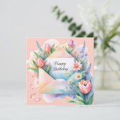 Happy birthday & beautiful flowers Greeting Card シーズンカード (スタンド正面)
