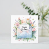 Happy birthday & beautiful flowers. Greeting card シーズンカード (スタンド正面)
