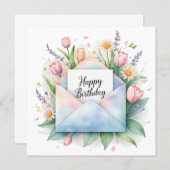 Happy birthday & beautiful flowers. Greeting card シーズンカード (正面/裏面)