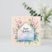 Happy birthday & beautiful flowers greeting card シーズンカード (スタンド正面)