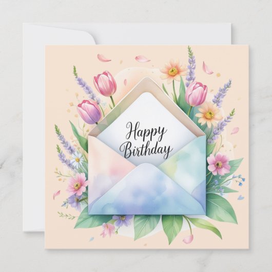 Happy birthday & beautiful flowers greeting card シーズンカード (正面)