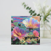 Happy Birthday beautiful neon flowers card シーズンカード (スタンド正面)