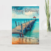 Happy Birthday Beautiful Ocean Pier カード (正面)