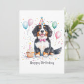Happy Birthday Bernese Mountain Dog カード (スタンド正面)