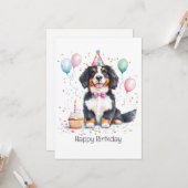 Happy Birthday Bernese Mountain Dog カード (正面/裏面インサイチュ)
