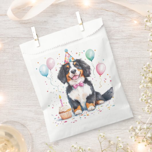Happy Birthday Bernese Mountain Dog フェイバーバッグ (クリップ留めされた状態)