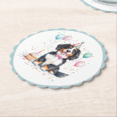 Happy Birthday Bernese Mountain Dog ペーパーコースター (アングル)