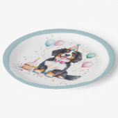 Happy Birthday Bernese Mountain Dog ペーパープレート (アングル)