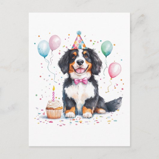 Happy Birthday Bernese Mountain Dog ポストカード (正面)