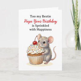 Happy Birthday Bestie | Cute Mouse カード