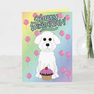 Happy Birthday Bichon Frise  カード