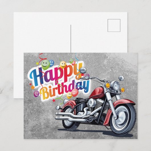 Happy birthday! biker ポストカード (正面/裏面)