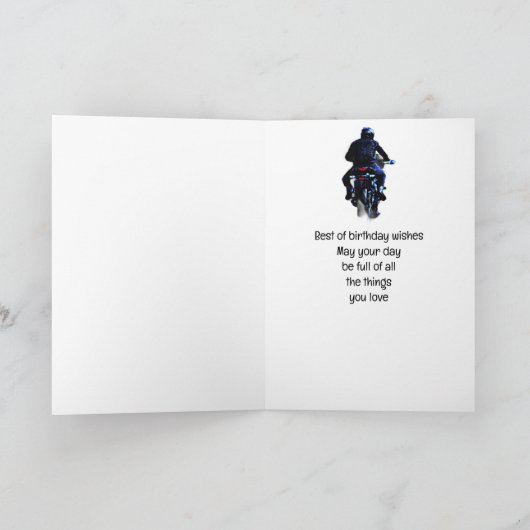 Happy Birthday Biker Motorcycle Custom Name カード (内部)