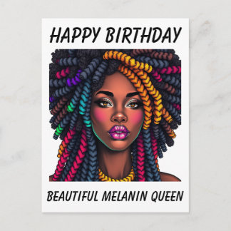 Happy Birthday black melanin woman birthday card ポストカード