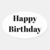 Happy Birthday Black White Minimalist Modern 2026 楕円形シール (正面)