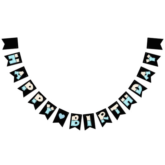 Happy Birthday Blau Beige バンティングフラッグ (全)