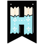 Happy Birthday Blau Beige バンティングフラッグ (第2の旗)