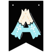 Happy Birthday Blau Beige バンティングフラッグ (第3の旗)