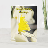 Happy Birthday Blessings Yellow Daffodil Custom カード (正面)
