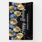 Happy Birthday Blue and Gold Balloons  横断幕 (縦)