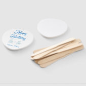 happy birthday blue cake heart name love pastel  ハンドファン (組立なし)